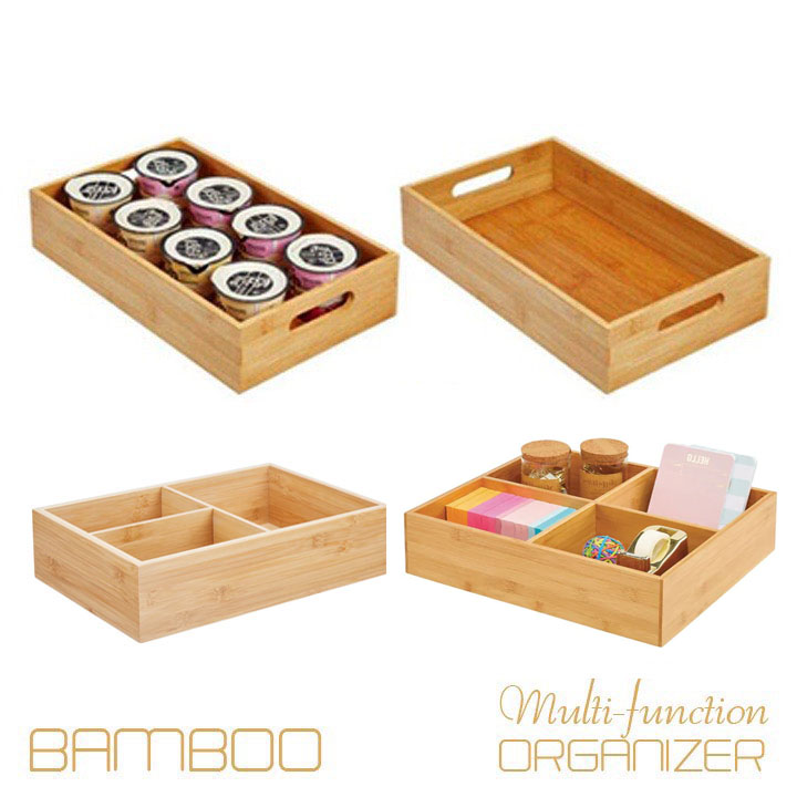 Khay đựng đồ đa năng tiện ích bằng gỗ tre tự nhiên