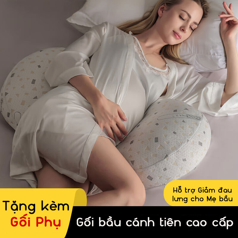 Gối bầu cánh tiên oogaa cao cấp tặng kèm gối phụ hỗ trợ giảm đau cho mẹ bầu, nâng đỡ vùng bùng giúp mẹ ngủ ngon