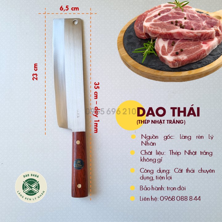 Dao chuyên thái thép Japan trắng không gỉ - Chuôi gỗ