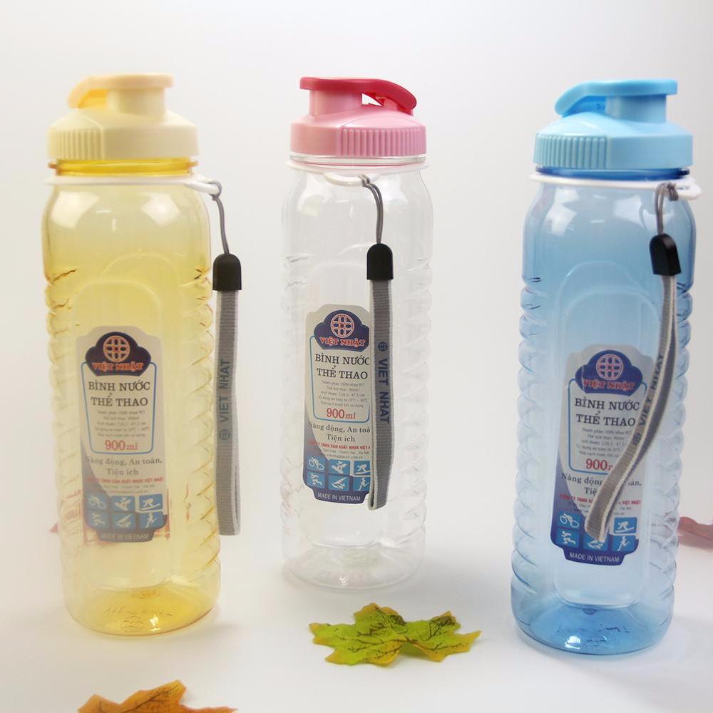 Bình nước thể thao VIệt Nhật- Dung tích lớn 900ml- Nhựa Việt Nhật- 100% PET đạt chuẩn- 3 màu vàng, trắng, xanh- Tiện dụng