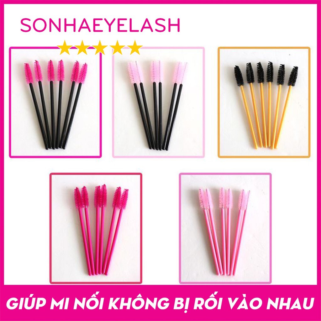 2 cây chổi chải mi, chổi chải mi nối