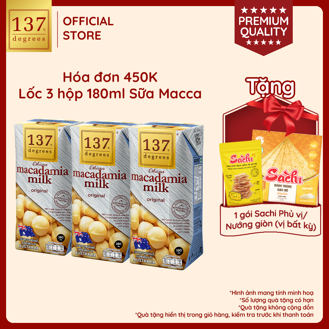 [ĐƠN 450K TẶNG 1 QUÀ NGẪU NHIÊN] Combo 3 Lốc Sữa Hạnh Nhân 137 Degrees 180ml Nguyên Chất Có Vị Ngọt Từ Mật Hoa Dừa/Không Đường Healthy Thái Lan