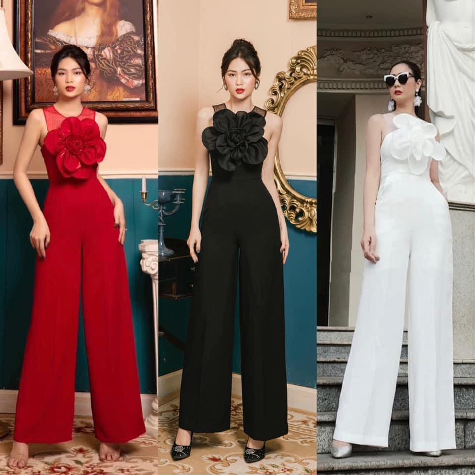 Jumpsuit thiết kế hoa 3D