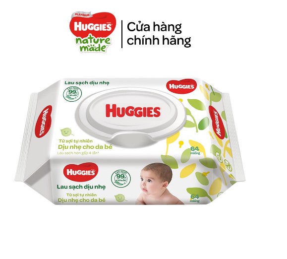 Combo 12 Gói khăn giấy ướt cho trẻ sơ sinh HUGGIES Gói 64 tờ , khăn ướt
