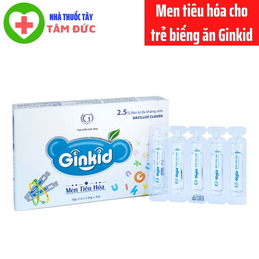 Men tiêu hóa cho trẻ biếng ăn Ginkid - Hộp 4 vỉx 5 ống 5ml