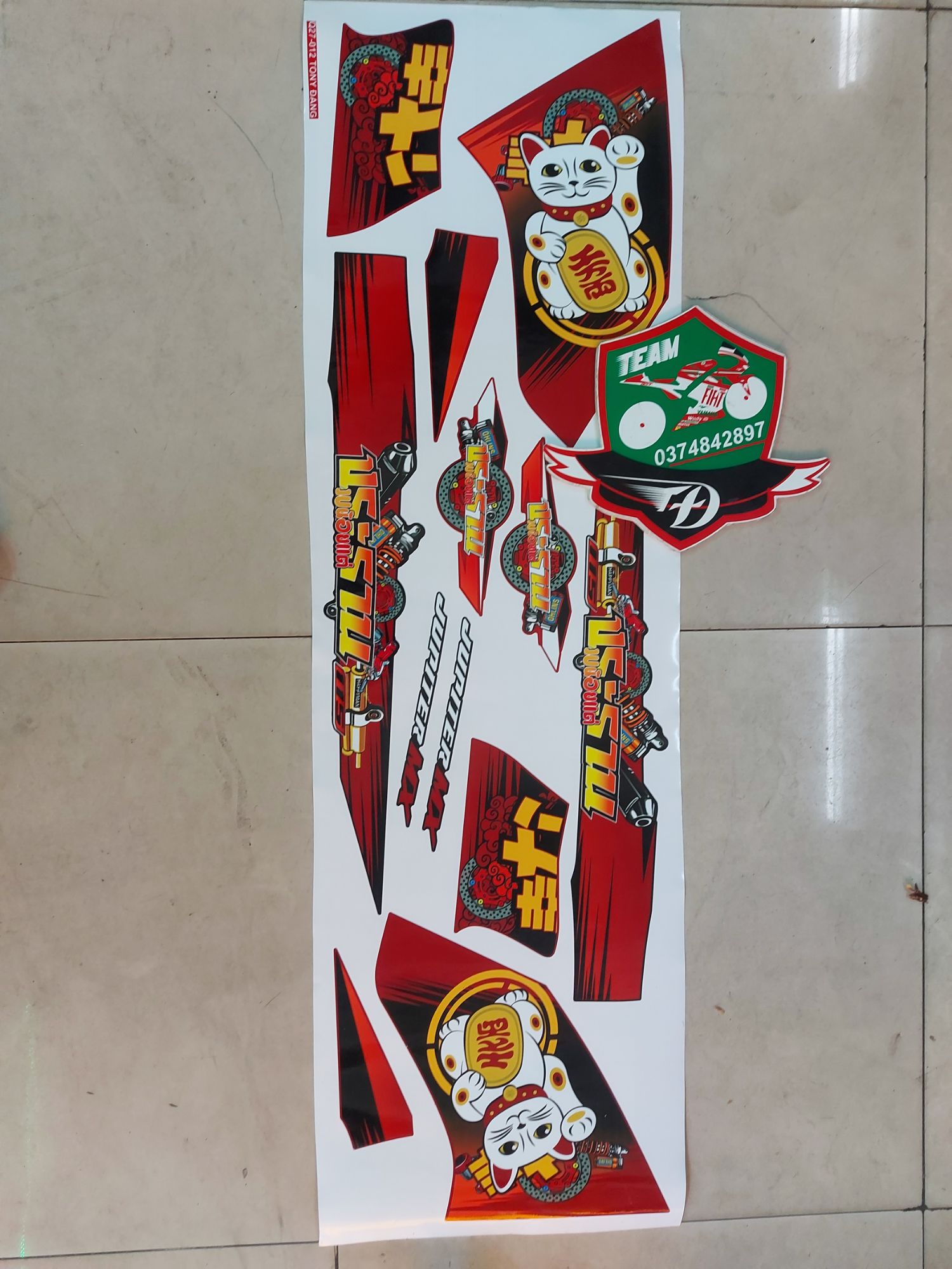 [HCM]Tem xe jupiter mx  r  v  z . tem rồi cao cấp mẫu tem mèo thần tài dán được các màu xe