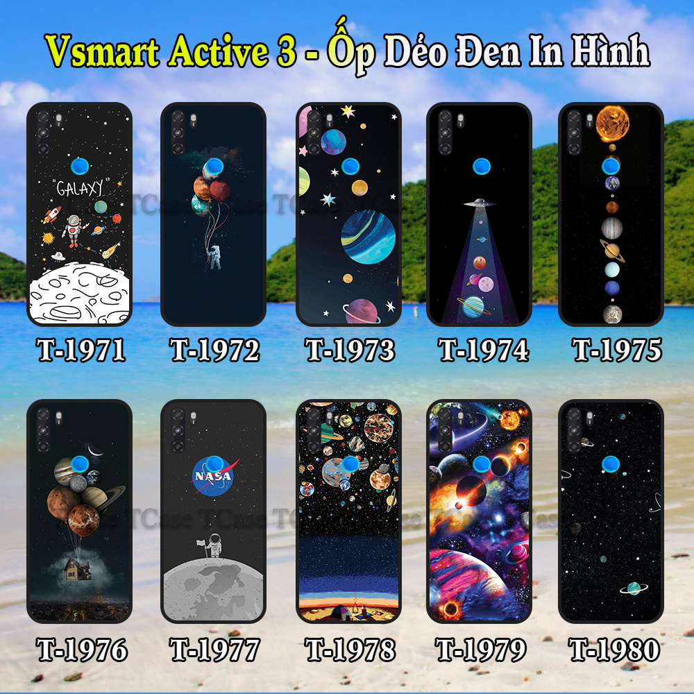 Ốp Lưng Vsmart Active 3 dẻo đen in hình Không Gian Vũ Trụ