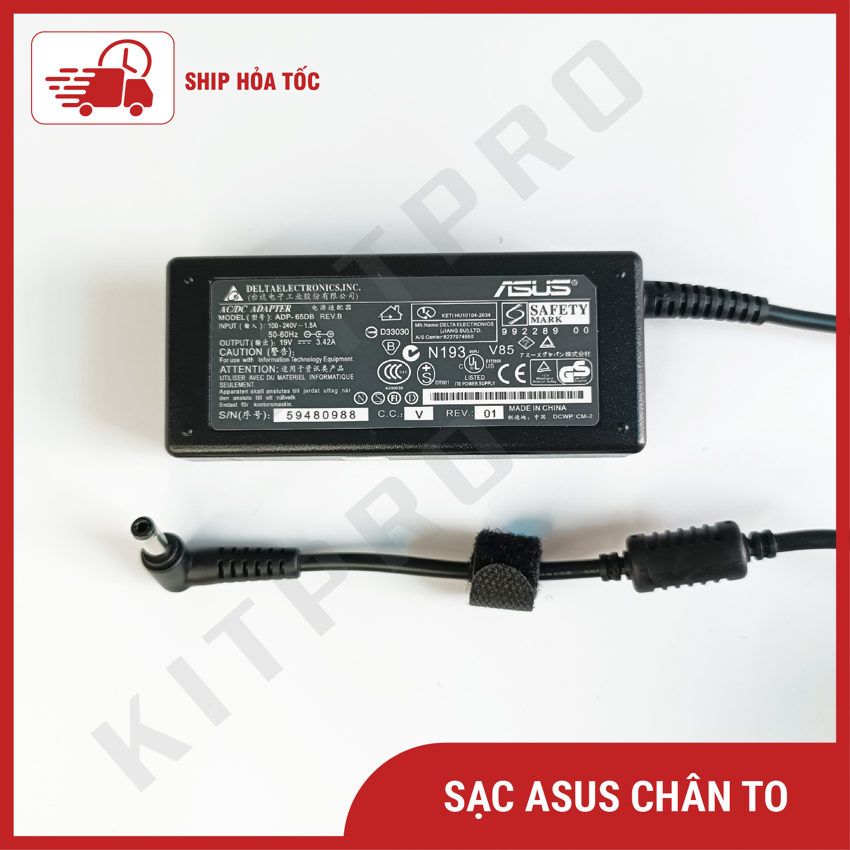 Sạc Laptop ASUS 19V 3.42A 4.74A Adapter Laptop Asus K43 K53 K54 K455 X51 Chân To 5.5 x 2.5mm Chân Kim 4.5 x 3.0mm Đầu Nhỏ Ship Hỏa Tốc KITPRO