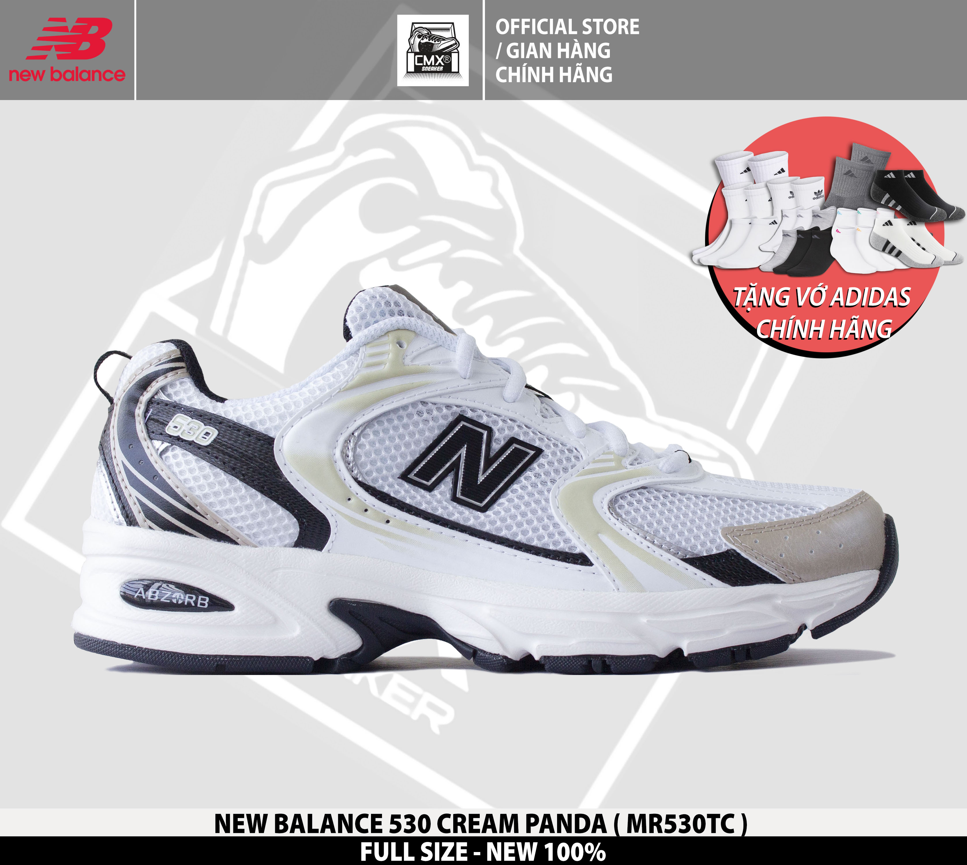 😘 giày new balance 530 retro cream panda - hàng chính hãng 100%