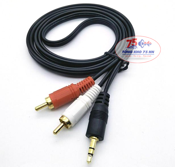 Dây loa 1 đầu 3.5mm đưa ra 2 cổng RCA AV bông sen 1.5m