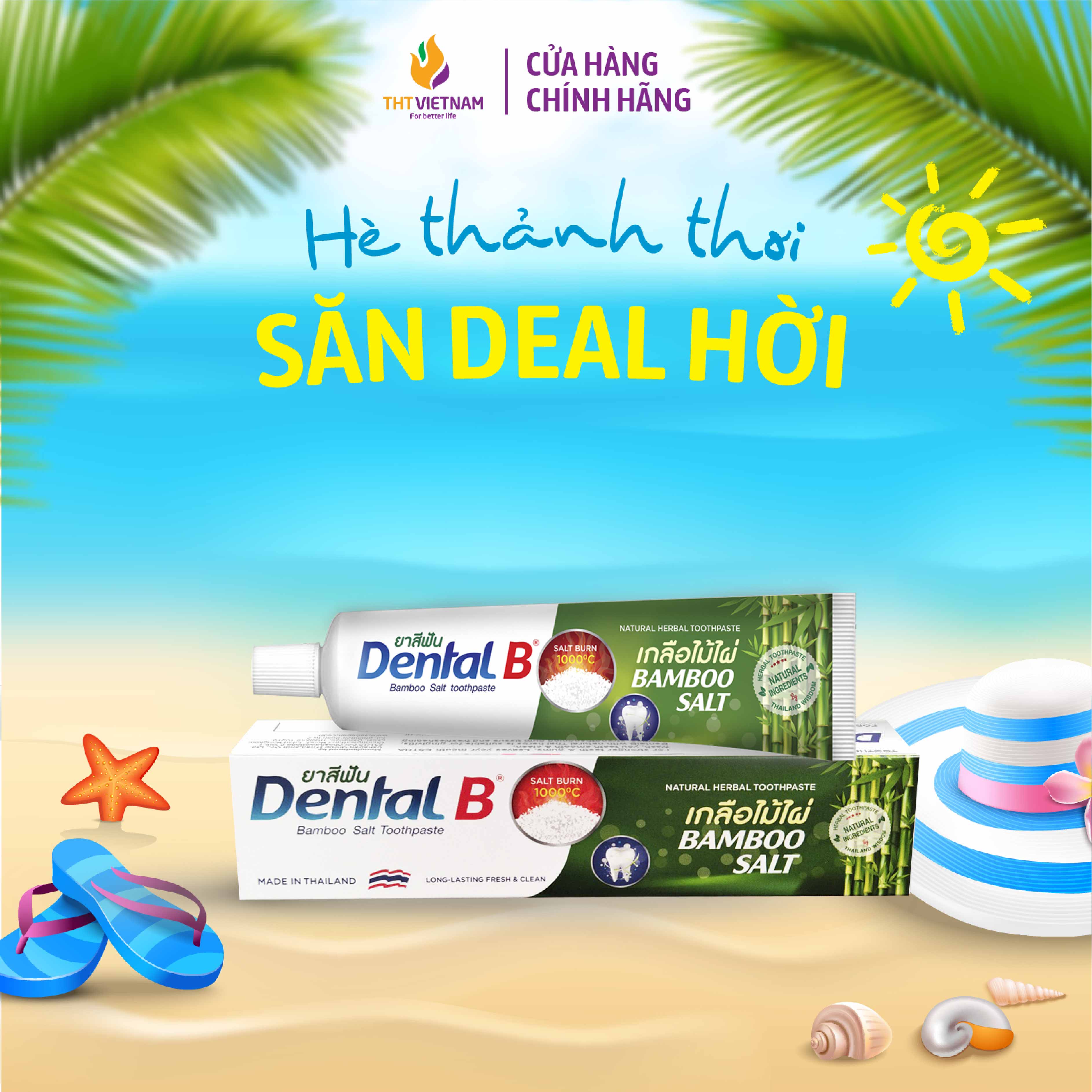 Combo 2 tuýp Kem đánh răng thảo dược muối tre Dental B 120g