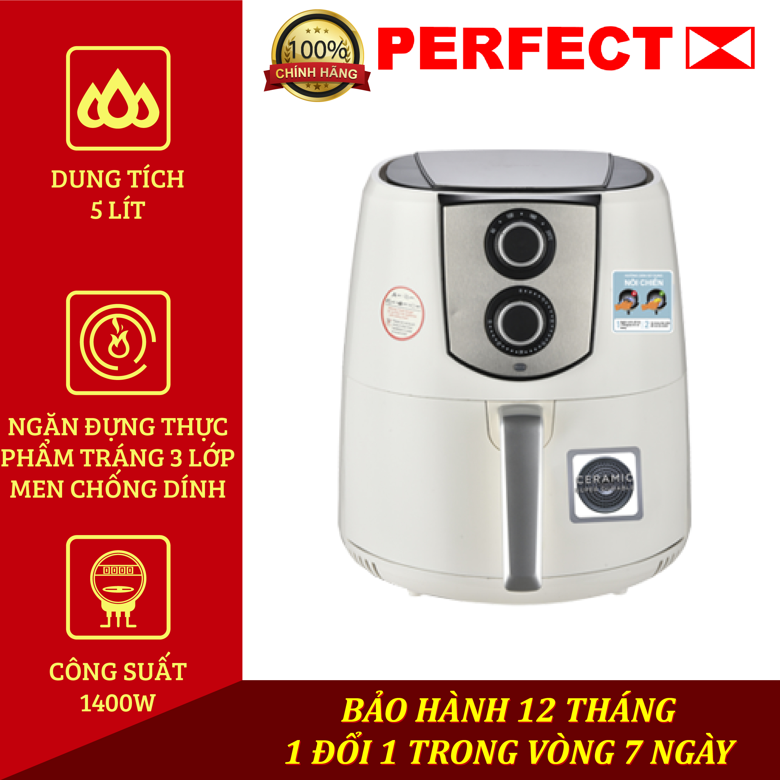 Nồi chiên không dầu perfect 5l GLA-768 - hàng chính hãng