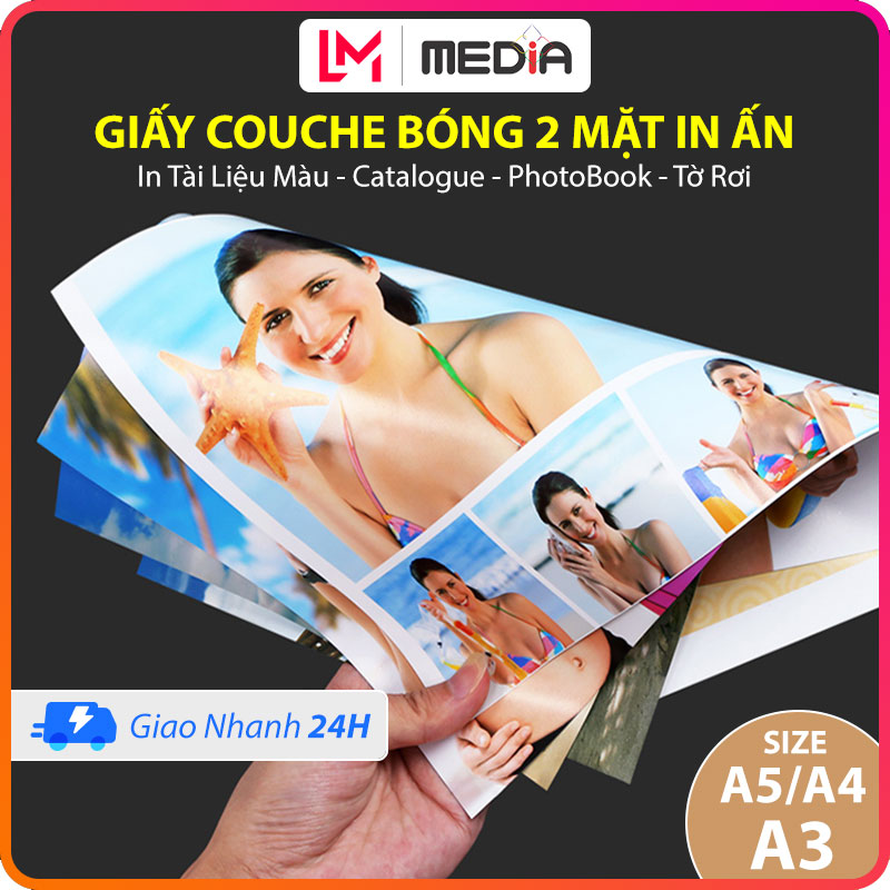 Giấy In Màu Couche Bóng Media A3/A4/A5 2 Mặt In 50 Tờ, Giấy In Phun Màu Giấy In Ảnh Poster, 140/160/210/240/260/300gsm