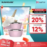 Bộ nồi phủ sứ Nano đáy từ Sunhouse Healthy SHG7979MP3/MT3 - Chống dính Nano Ceramic - Dùng mọi loại bếp