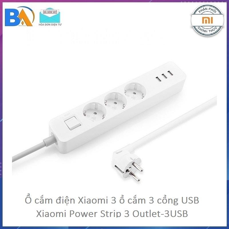Ổ cắm điện Xiaomi - 3 Ổ  điện - 3 Cổng sạc USB- POWER STRIP XIAOMI / 3-OUTLET/ 3 USB -Phân phối chính hãng -Bảo Hành 12 Tháng