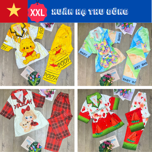 Big size - bộ pyjama lụa xước ánh kim cao cấp hàng thiết kế mới.