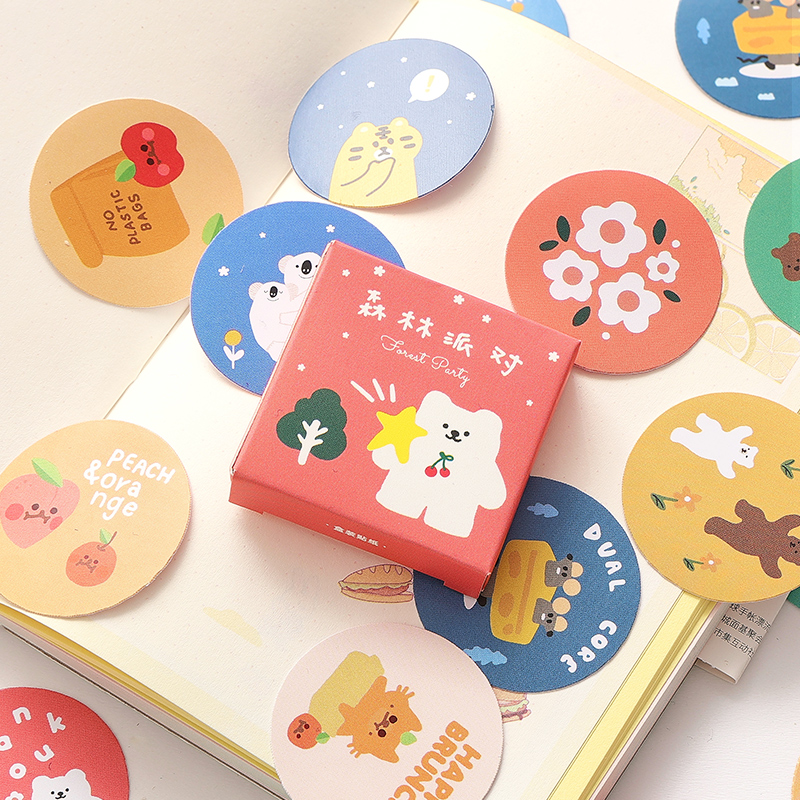 S30 Set 45 Miếng Dán Họa Tiết Khu Rừng Đáng Yêu Trang Trí Đa Năng