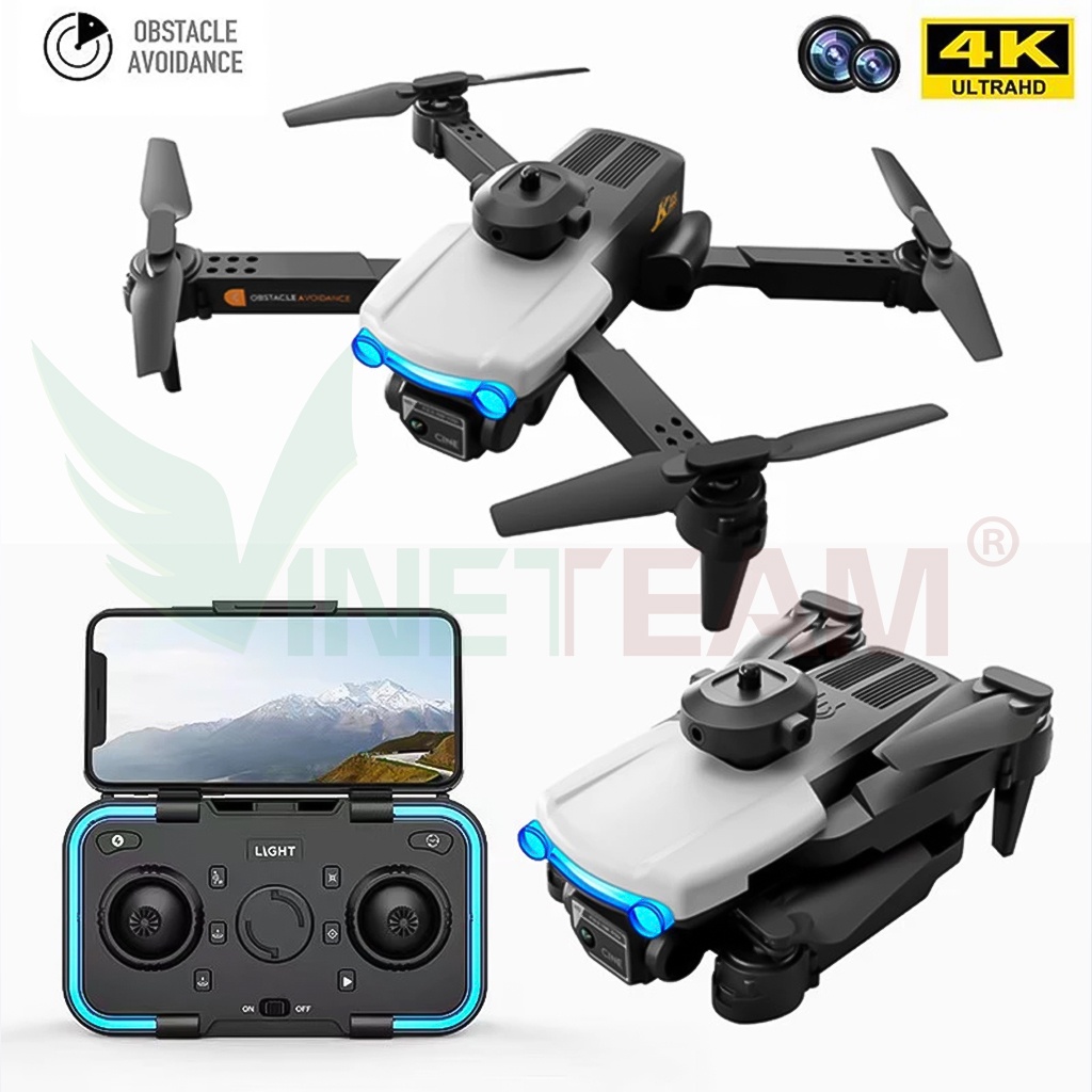 Flycam Mini Giá Rẻ Drone Camera 4K K102 Pro Có Cảm Biến Tránh Va Chạm, Truyền Hình Ảnh Trực Tiếp Về Điện Thoại