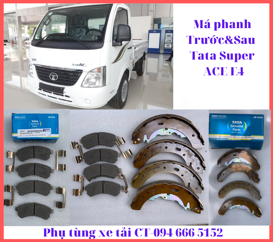 Má phanh, bố thắng, guốc phanh xe Tata Super Ace 1,2T- Hàng chính hãng