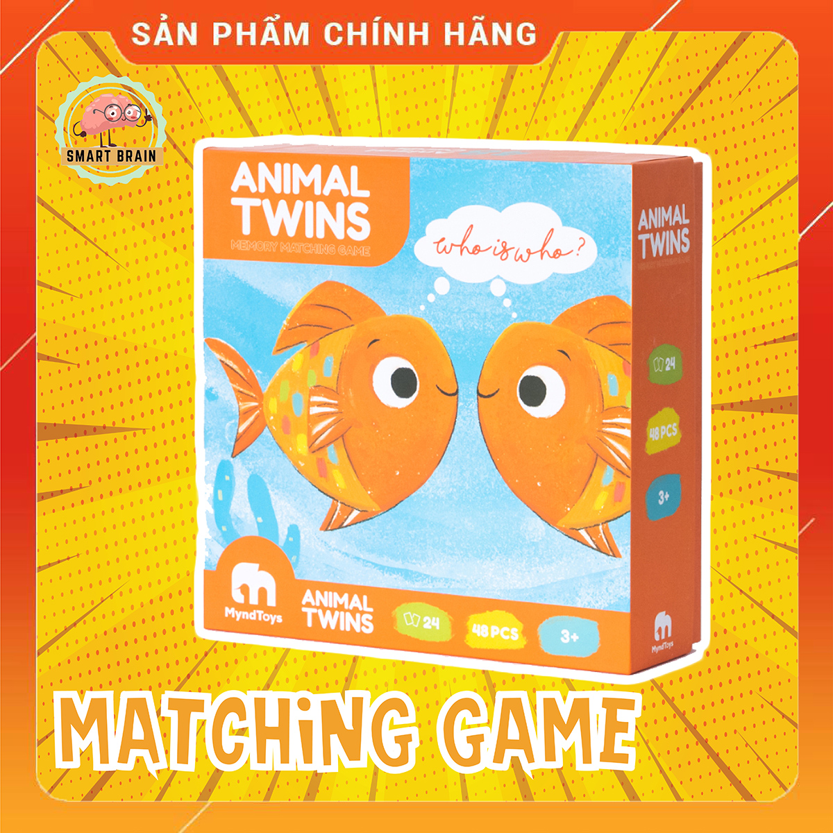 Đồ Chơi Lật thẻ rèn luyện trí nhớ MyndToys - Animal Twins – Memory Matching Game - Smart Brain Toys