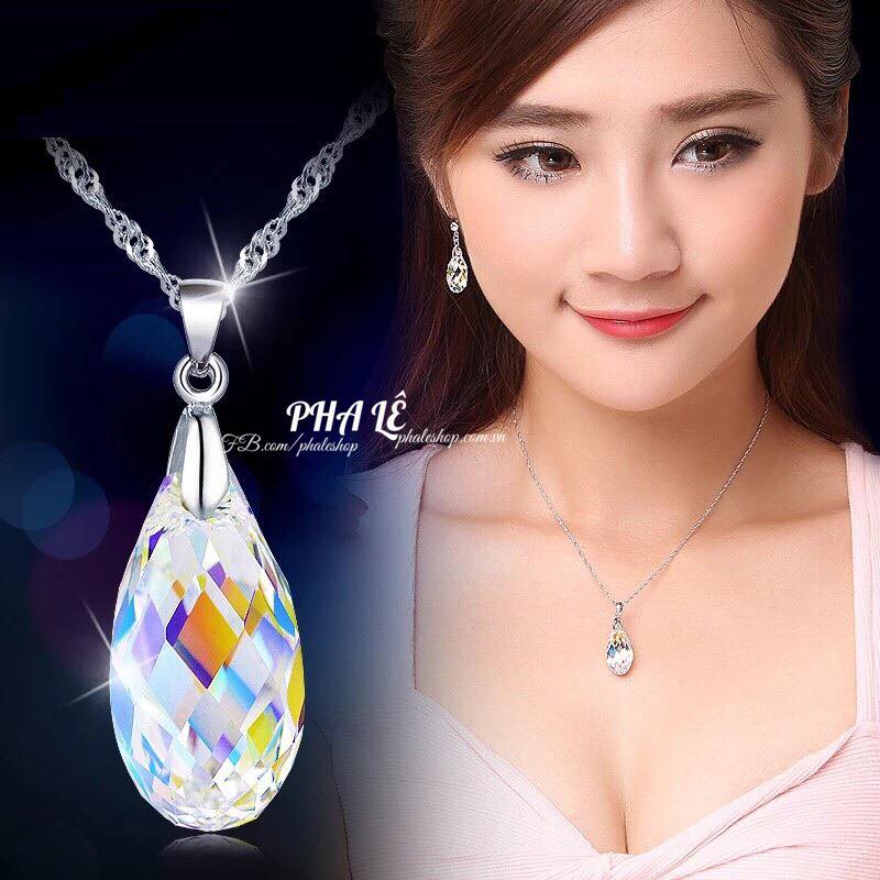 Mặt dây chuyền pha lê áo cao cấp hình giọt nước dát nhiễn s21