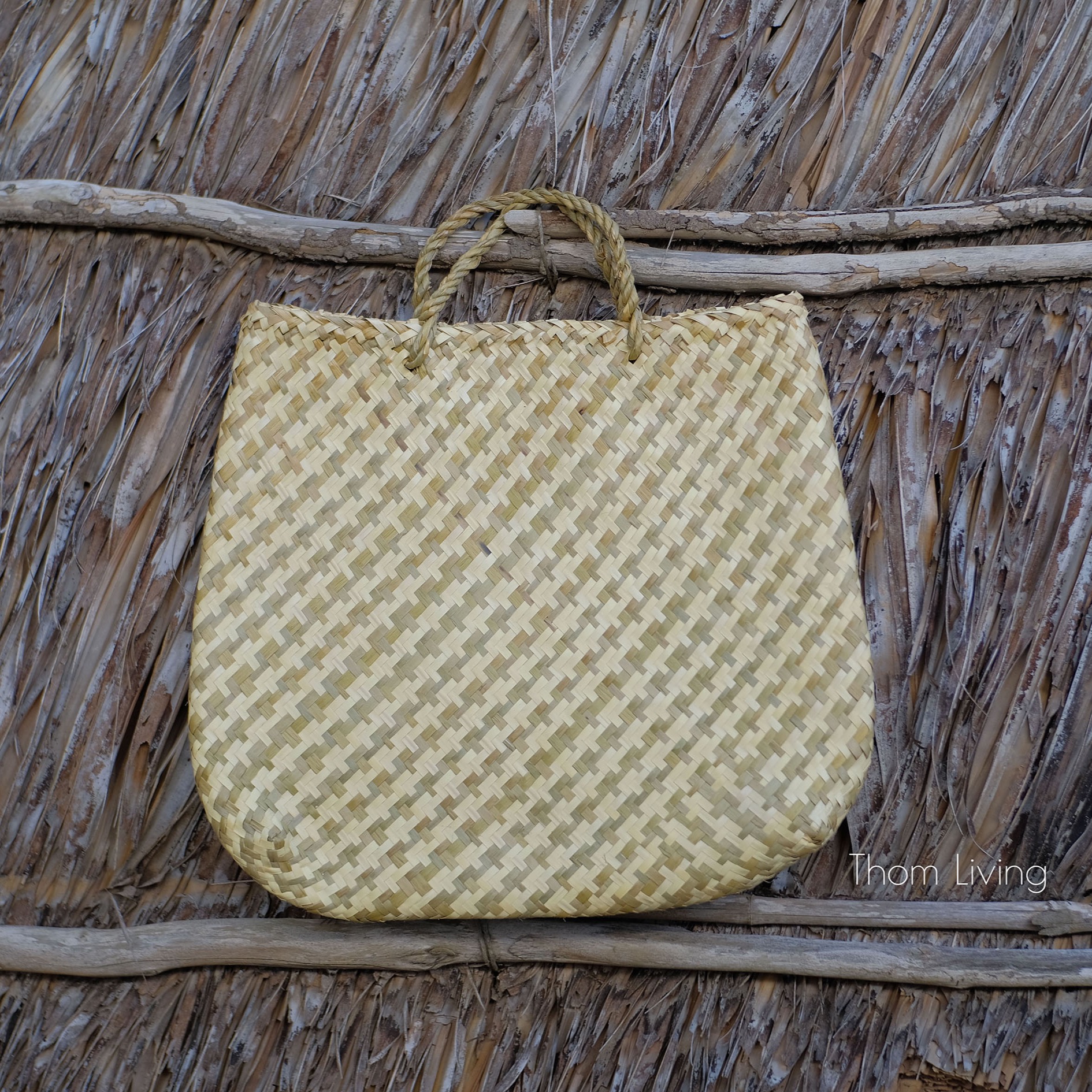 [HCM]Giỏ đi chợ cỏ bàng đan hoa văn xách tay