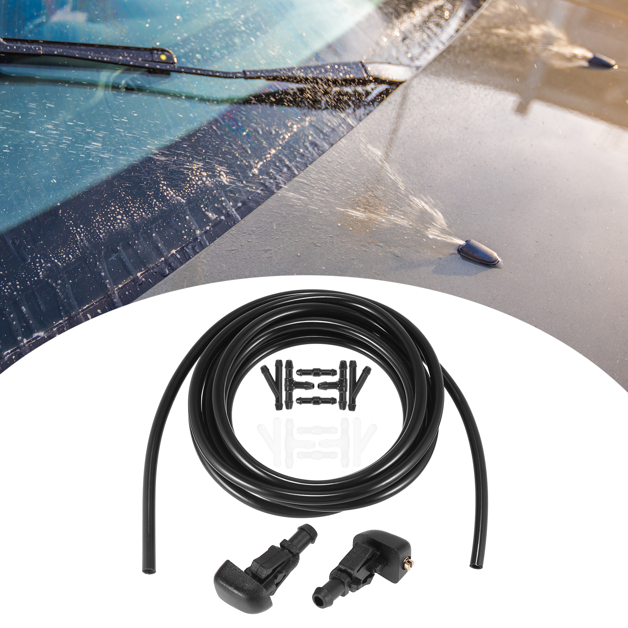 X Autohaux Phía Trước Kính Chắn Gió Máy Giặt Hose Kit Phù Hợp Cho Ford F150 Với 3 Mét Máy Giặt Chất Lỏng Hose 12 Pcs Hose Kết Nối-15 Gói
