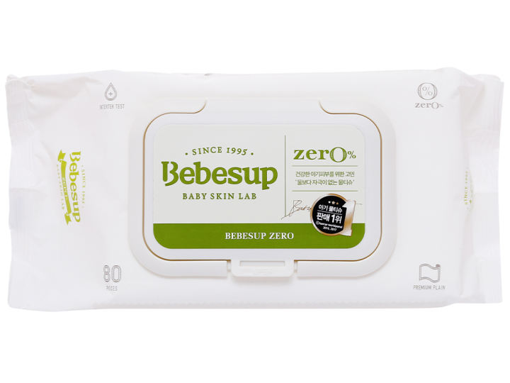 Khăn ướt em bé Bebesup Zero hương tự nhiên 80 miếng