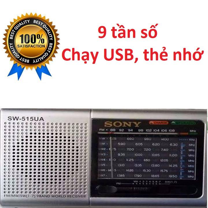 Đài FM Radio Sony Mini SW-515, đọc USB, thẻ nhớ, 9 Tần Số