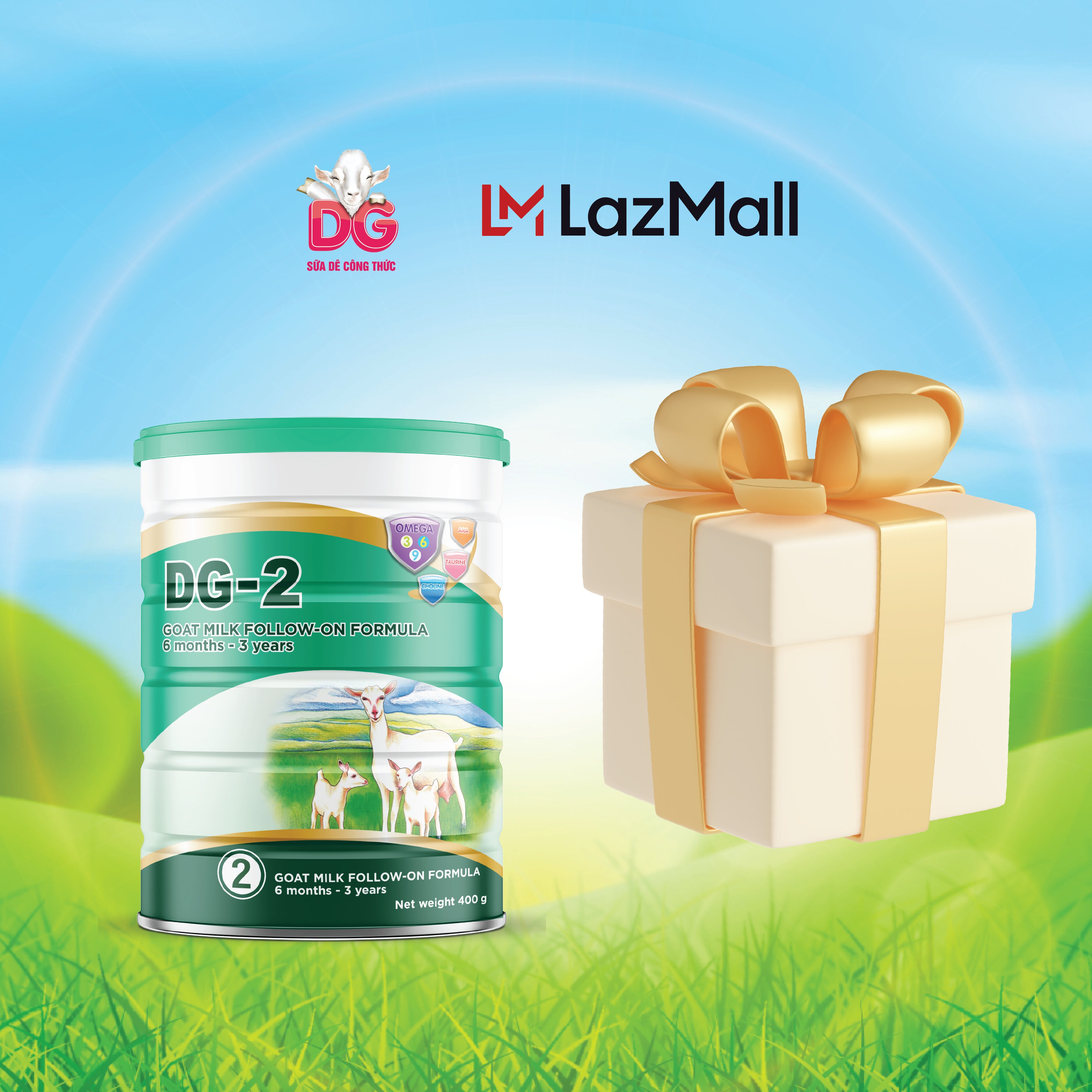 [Date 12/2024] Sữa Dê Công Thức DG-2 400gr (kèm quà)
