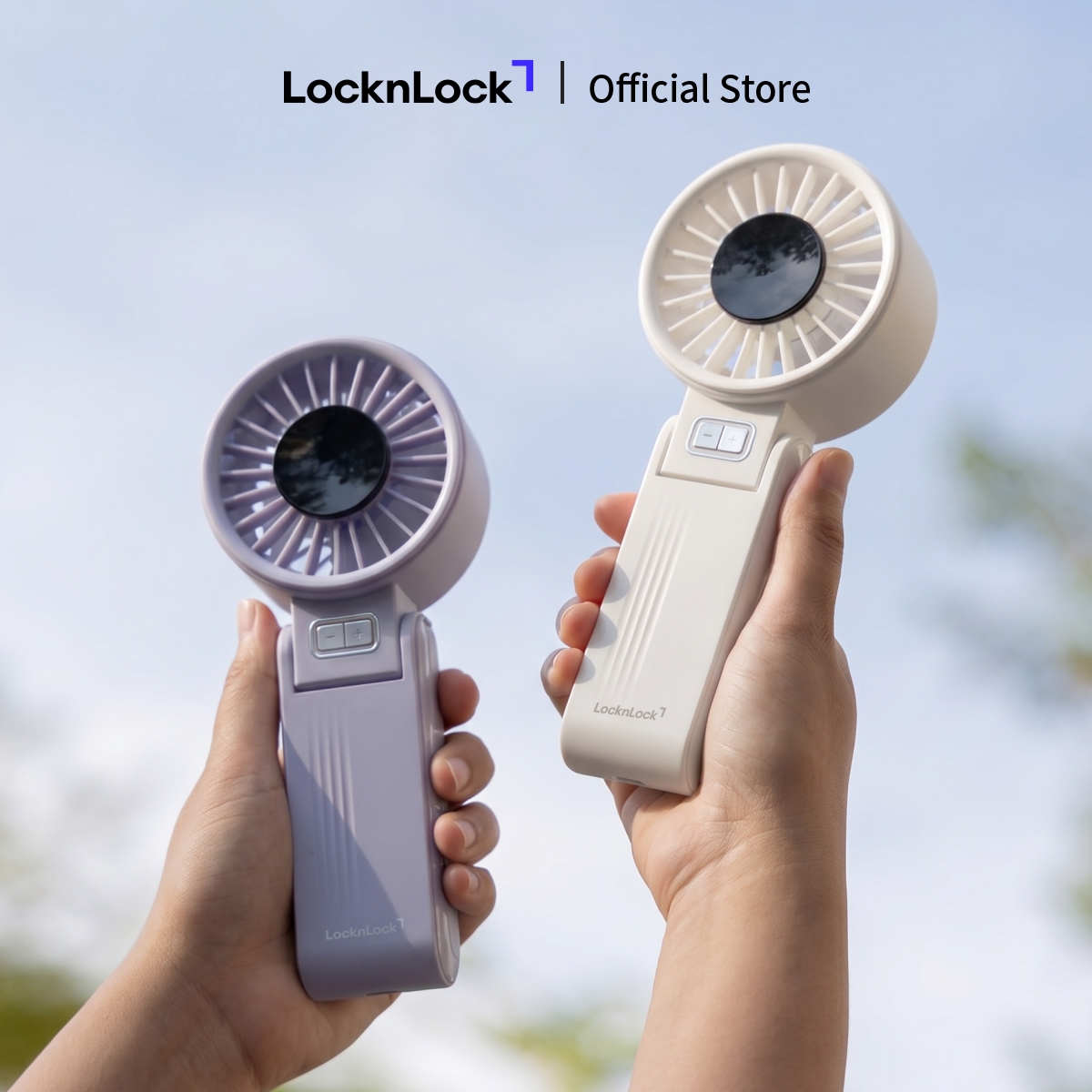 ENF326IVY/ENF326PUP - Quạt cầm tay gấp gọn LocknLock Foldable handheld fan 5V⎓2A, 4.5W, Li-ion 3.7V 3600mAh - Màu ngà/Màu tím