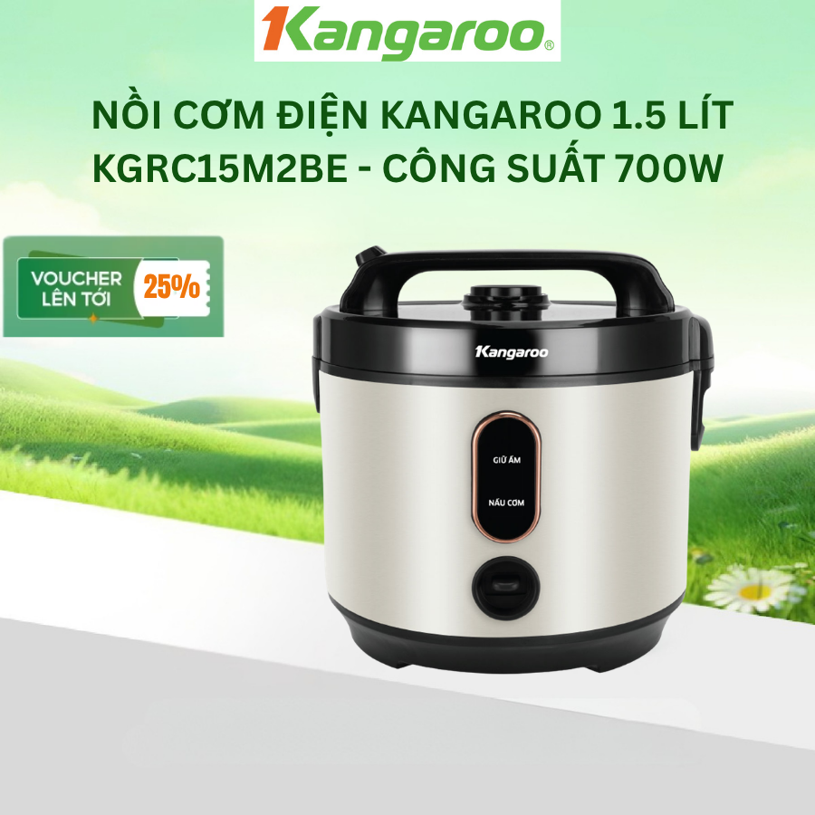 [Voucher 15%] Nồi cơm điện Kangaroo 1.5 lít KGRC15M2BE - công suất 700w
