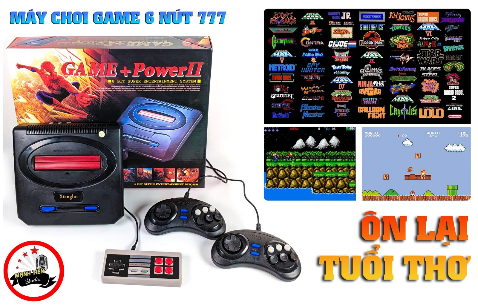 [HCM][Sale Mùa Dịch]  Máy chơi game Cầm Tay-Máy chơi game 6 nút 777 - Máy Chơi Điện Tử 6 Nút Xiangling 777 – Tích Hợp Sẵn 200 Trò Chơi – Hỗ Trợ Cổng Cắm Đĩa Mềm Snes –Kèm 2 Tay Cầm Chính Và 1 Tay Dự Phòng Sản PhẨm Được Bảo Hành 12T