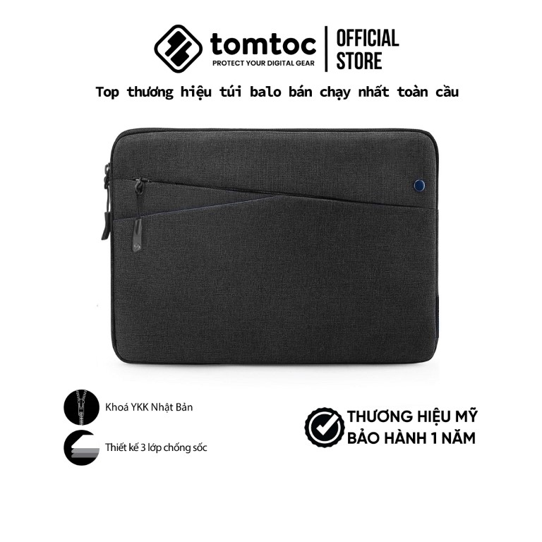 Túi chống sốc Tomtoc Style Macbook AIR/RETINA 2017 13″ Black - Hàng chính hãng