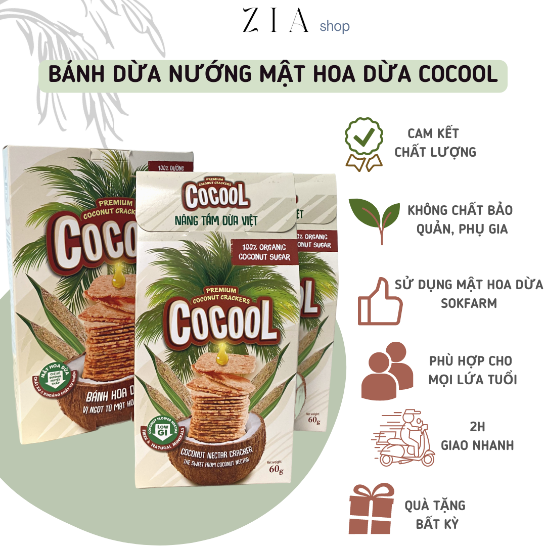 BÁNH DỪA NƯỚNG COCOOL BÁNH HOA DỪA SOKFARM ÍT CALO THUẦN CHAY CHO BÉ ĂN