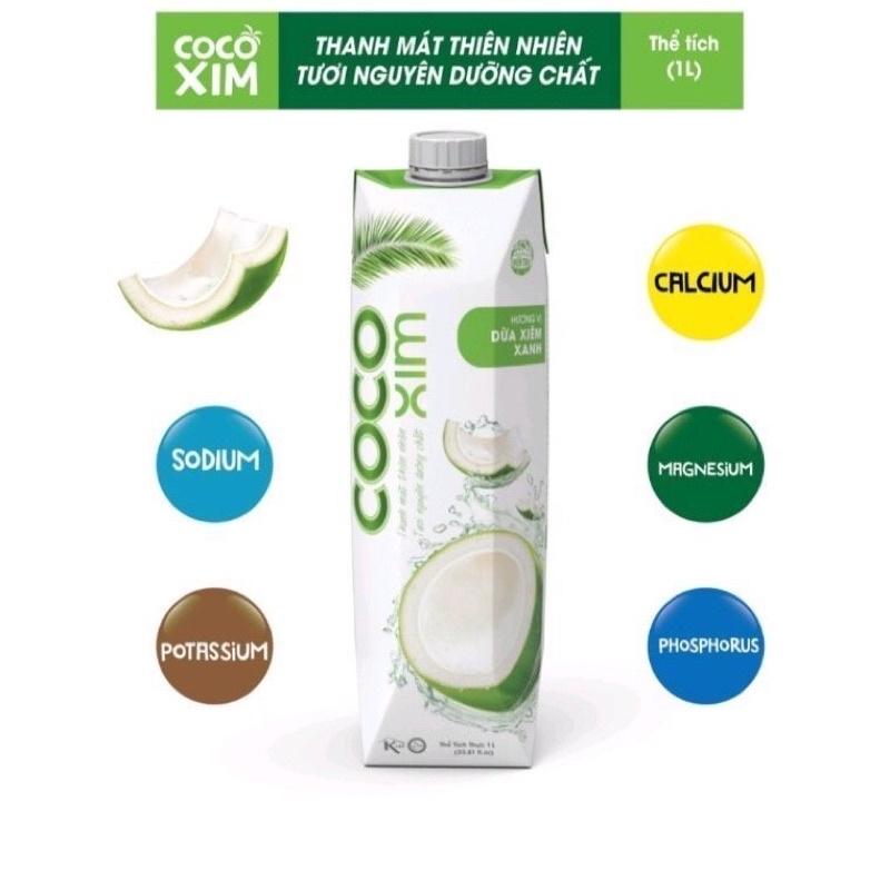 【sẵn sàng】 Nước dừa xiêm Cocoxim 1L (xiêm xanh)