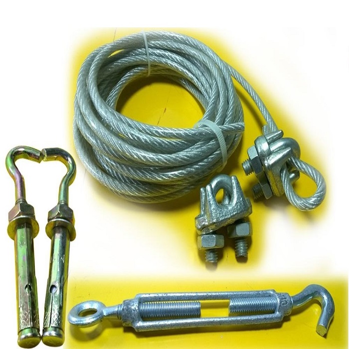 Dây phơi quần áo Phi 5mm DÀI 11m + Tặng kèm 2 khóa cáp, 1 tăng đơ, 2 nở móc