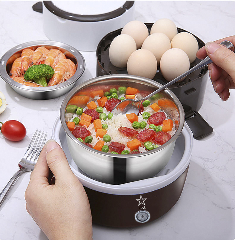 CÀ MEN CẮM ĐIỆN 3 TẦNG INOX 304 CHỐNG HAN GỈ, AN TOÀN CHO SỨC KHỎE (TẶNG KÈM VỈ HẤP), NỒI CƠM ĐIỆN MINI ĐA NĂNG: NẤU CƠM, NẤU CÁC MÓN LUỘC VÀ HẤP, CẠP LỒNG ĐỰNG CƠM INOX BÊN NGOÀI BẰNG NHỰA SIÊU BỀN, CHO THỜI GIAN SỬ DỤNG LÂU DÀI, GIÁ CỰC SỐC HÔM NAY