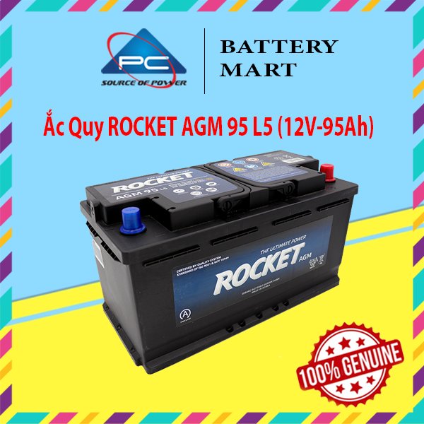 Bình Ắc Quy 12V-95Ah, Ắc Quy ROCKET AGM 95 L5 Giá 6,146,341 Đồng*Miễn phí vận chuyển