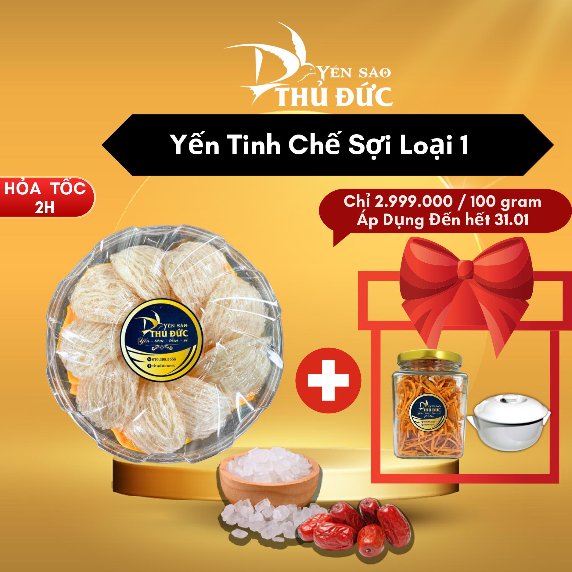 Tổ yến tinh chế sợi loại 1 nguyên chất 100% - yến sào thủ đức