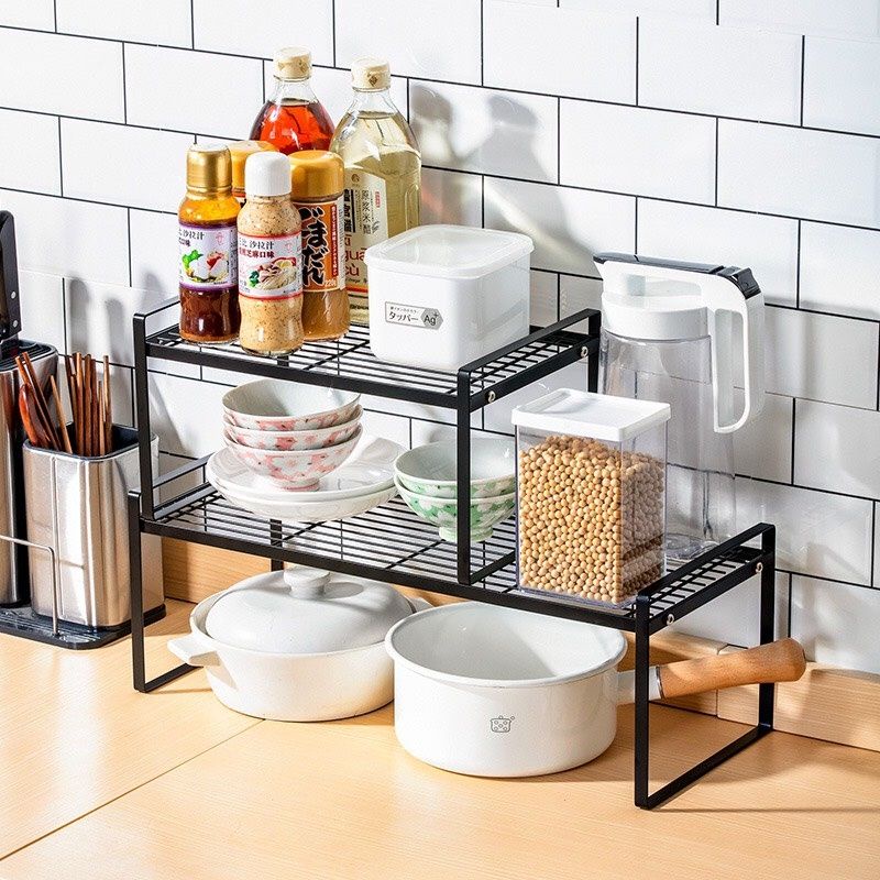 Kệ nhà bếp đa năng, kệ để đồ nhiều tầng, kệ gia vị để bàn, giá để xoong nồi, kệ để mặt bàn