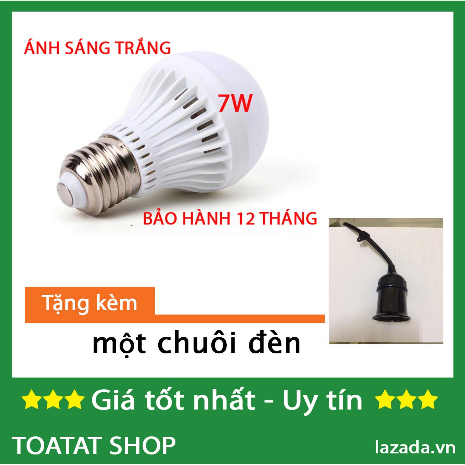 Bóng đèn led cầu 7w ánh sáng trắng - tặng kèm chuôi đèn