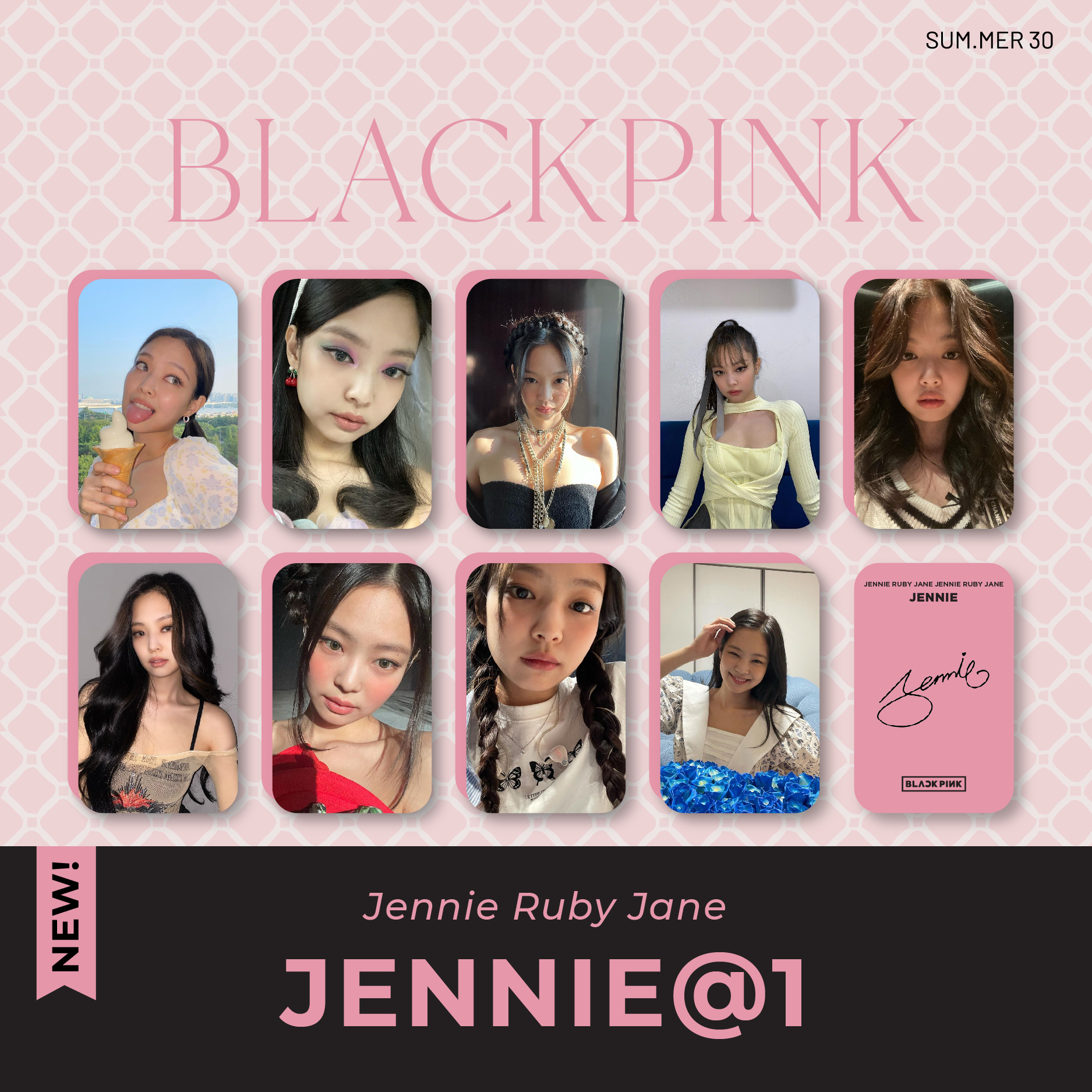 Sum.mer30 - (Mới 2023) Set 9 card bo góc Jennie Blackpink có chữ kí unoff