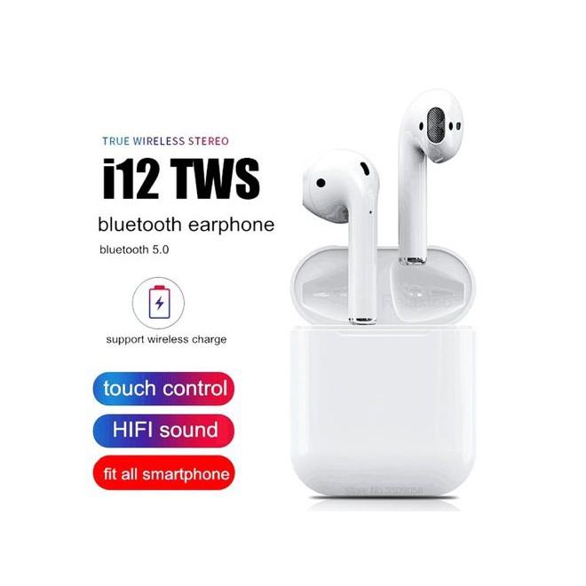 Tai nghe Bluetooth Không Dây i12s Bản Nâng Cấp Chip 5.0 Giá Rẻ Âm Thanh Chuẩn Kết Nối Bluetooth cho IOS và Android