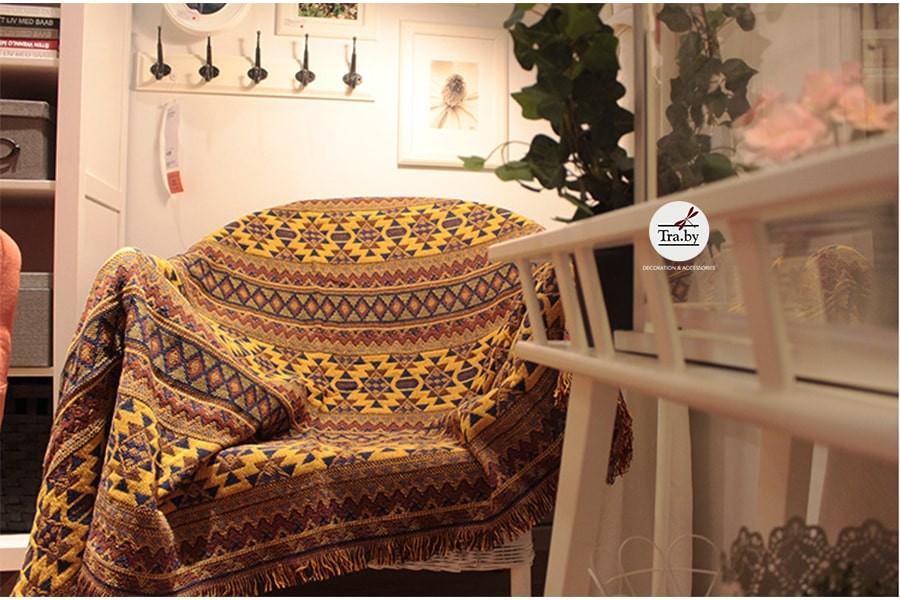 Chăn Thảm Phủ Sofa Họa Tiết Thổ Dân, Thảm Thổ Cẩm