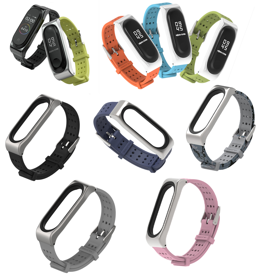 Dây đeo thay thế cho Mi band 3/4 Mijob xịn MB05 silicon dầy (Soạn hàng theo lựa chọn)
