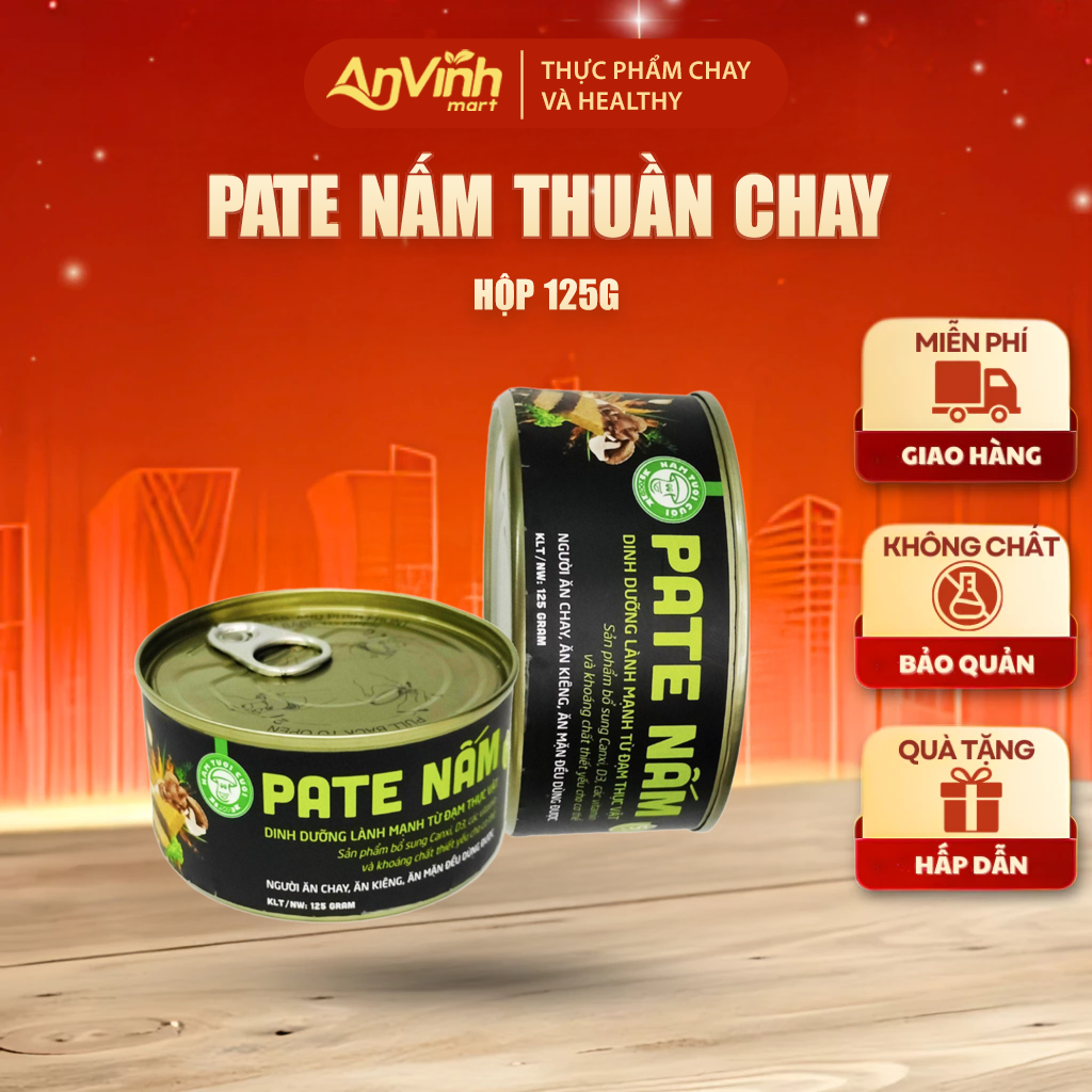 Pate Nấm Chay Nấm Tươi Cười 125g, Pate Chay Dùng Liền, Ngon Hơn Khi Làm Nóng, Dinh dưỡng thuần chay