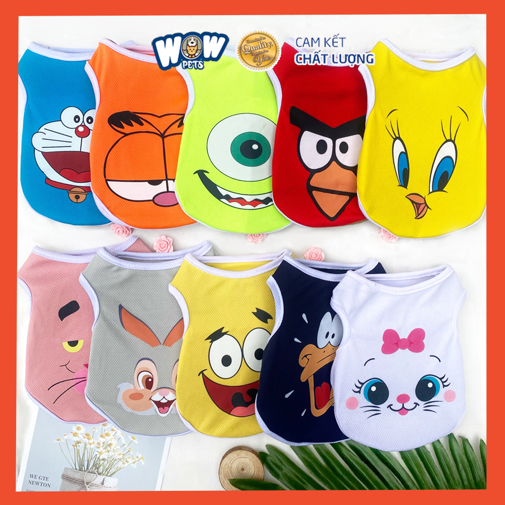 [F059] Áo Thun Ba Lỗ Hoạt Hình Ngộ Nghĩnh Wowpets Thời Trang Quần Áo Cho Chó Mèo Thoáng Mát Giá Rẻ