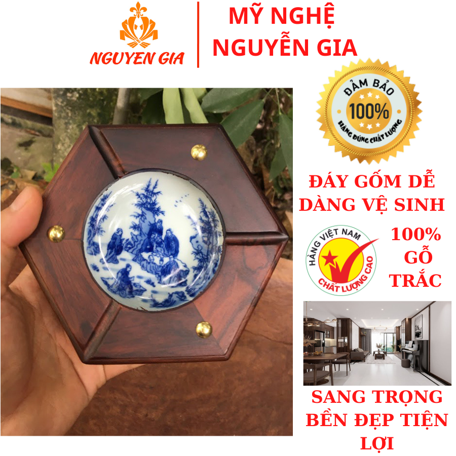 Gạt tàn thuốc độc lạ ĐẸP bằng gỗ Trắc CAO CẤP mẫu Trúc Lâm Thất Hiền mang lại nét sang trọng cho gia đình