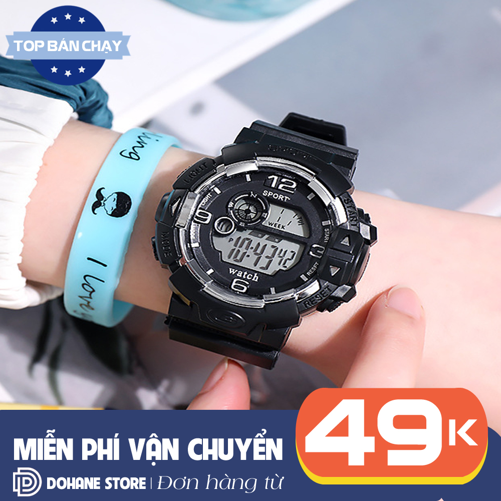 Đồng hồ thể thao nam nữ điện tử chống nước S203 có đèn sáng, dây nhựa nhiều màu cực bền dùng đi học hoặc đi chơi, đồng hồ dùng cho cặp đôi